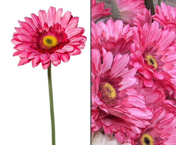 Gerbera Kunstblume 62cm mit dunkelrosa farbiger Blüte 11cm