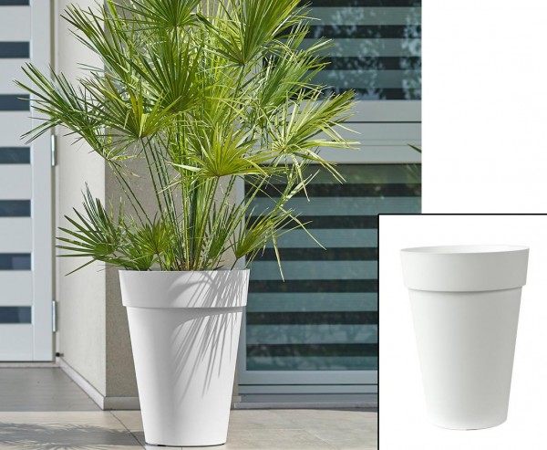 Weißes Pflanzgefäß 36cm hoch mit Ø 27cm wunderschön und günstig für Bepflanzungen
