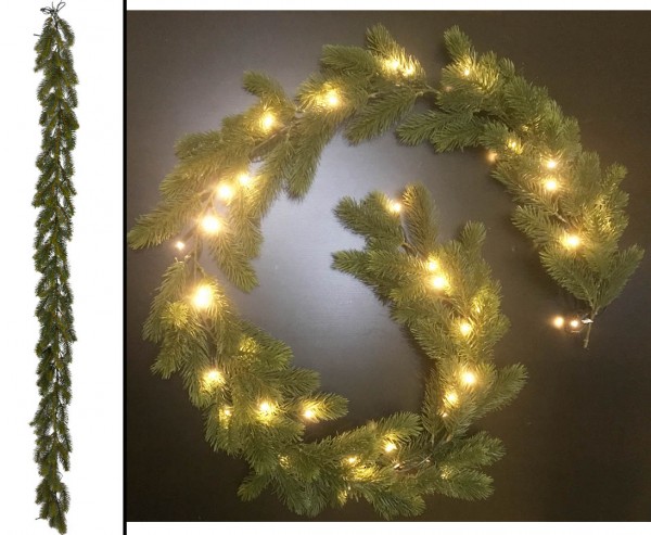 Künstliche Tannengirlande 185cm mit 40 LEDs im Batteriebetrieb