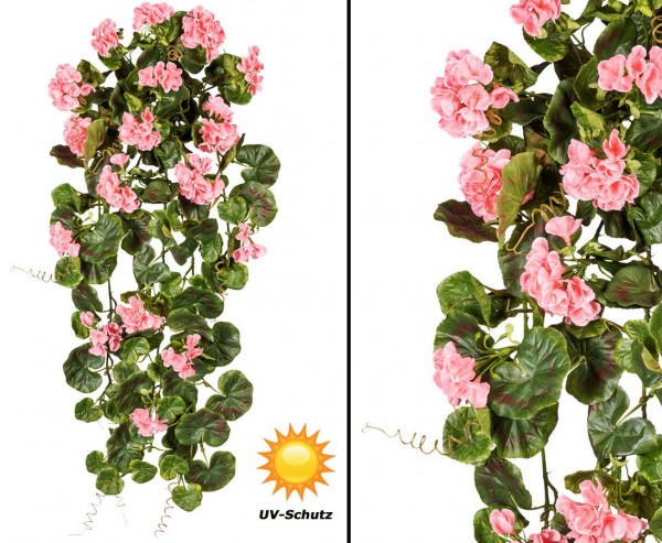 Geranienhänger mit 17 rosa farbigen Blüten 80cm, UV- Beständig