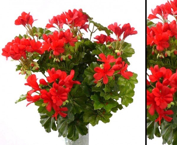 Geranien Kunstblume mit 116 rote Blüten, Höhe und Durch. ca. 40cm