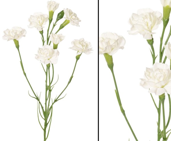 Nelken Kunstblume Dianthus 63cm mit weiß farbigen 7 Blüten