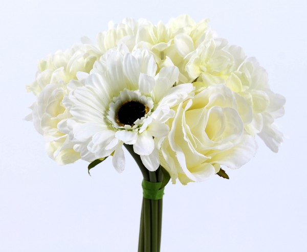 Mixbouquet "Mia" mit 10 creme farbigen Blüten, Druchmesser 20cm
