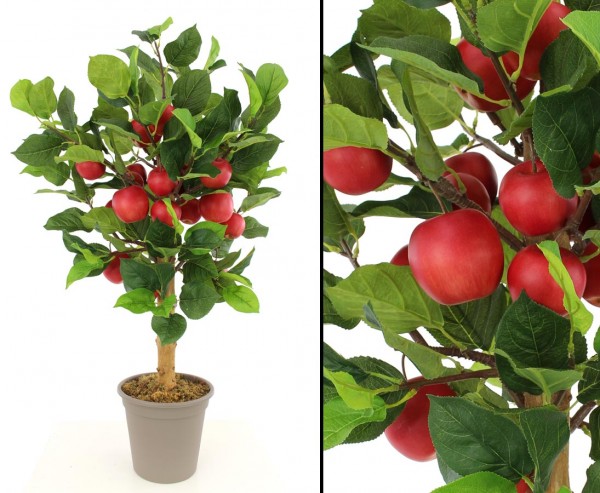 Künstlicher Apfelbaum 100cm mit 19 roten Äpfeln in Premium Qualität