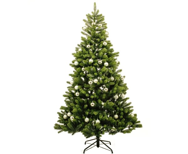 PE Weihnachtsbaum mit silbernen Kugeln 210cm Spritzguss Nadeln B1