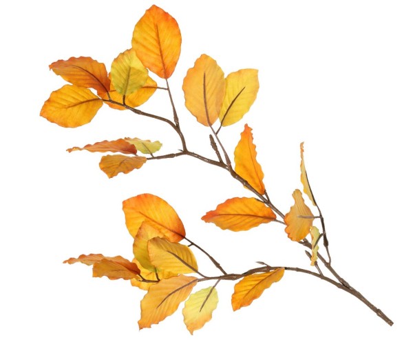 Buchenzweig künstlich herbstlich 70cm mit 24 gelblichen Blättern und 2 Verzweigungen