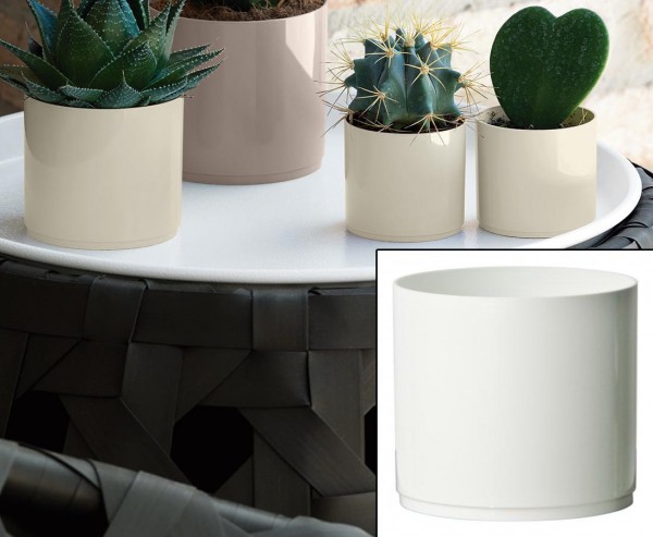 Kleines Vasengefäß für Blumen und Kakteen weiß mit H:10cm und Ø11cm aus PP