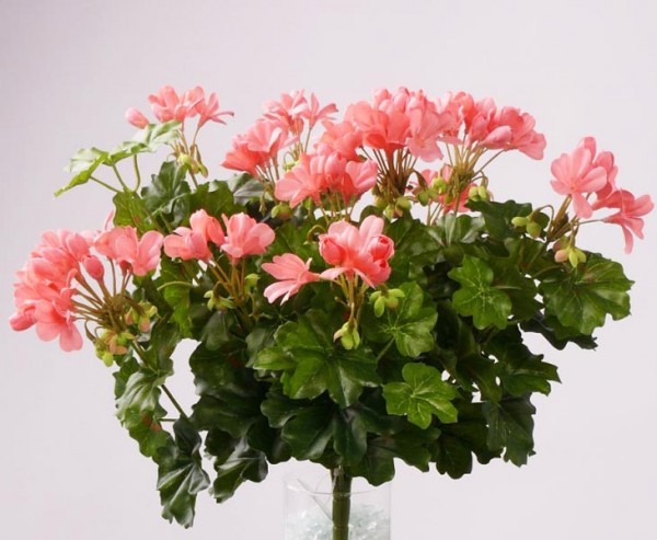 Geranien Kunstblume mit 116 rosa farbigen Blüten, Höhe und Durch. ca. 40cm