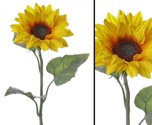 Sonnenblume künstlich mit 3 Blätter, 81cm hoch