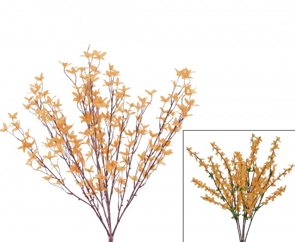 Forsythie Kunstpflanzen Busch mit gelblich orangen Blüten 60cm