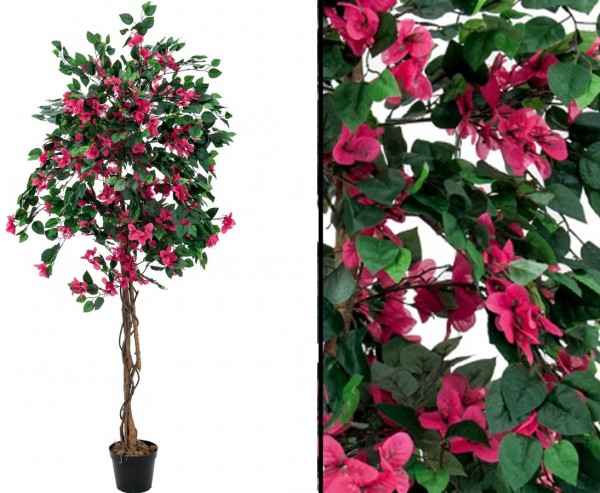 Künstlicher Baum Bougainvillea mit roten Blüten Höhe 150cm mit Zementfuß