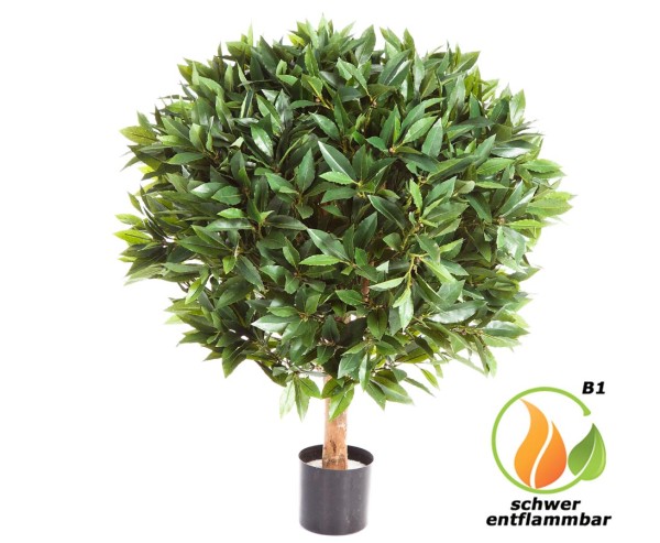 Lorbeerball Kunstbaum 80cm mit 2.200 schwer entflammbaren Blättern im Topf