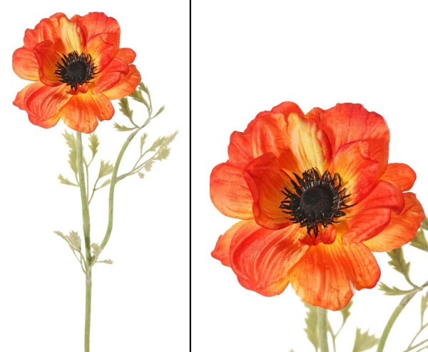 Anemone künstliches Windröschen 54cm mit orange farbiger Blüte 10cm