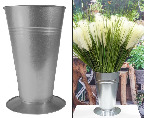 Zinkvase für Schnitt und Kunstblumen 35cm mit Boden