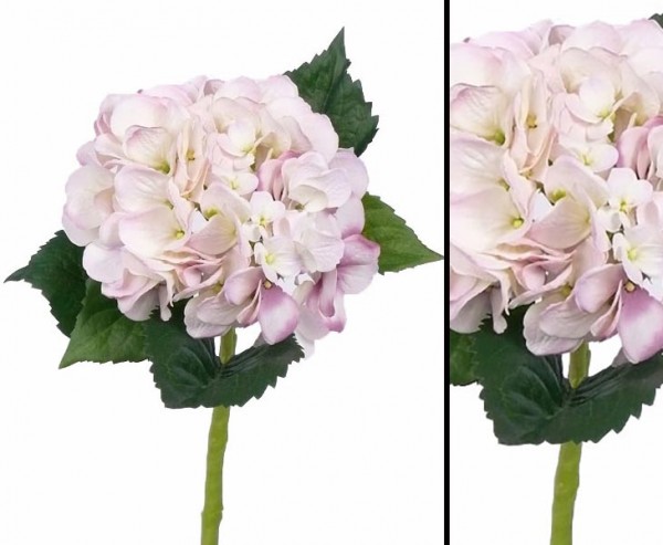 Hortensie Kunstblume mit weiß- rosa farbiger Blüte Länge 48cm