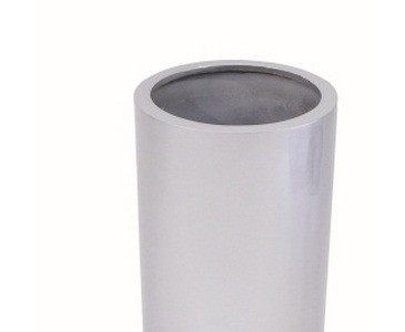 Pflanzkübel Kunststoff, silber glänzend lackiert, besonders leicht nur ca. 4,40kg, Höhe 80cm