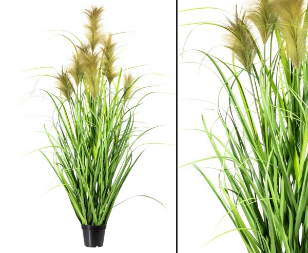 Kunstgras 7fach blühendes Schilf mit 155cm im Topf