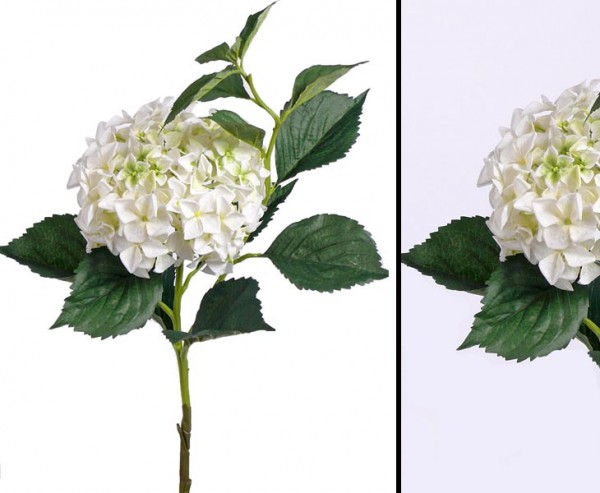 Weiße Hortensie Kunstblume, mit 105cm, Blüten Durch. 25cm