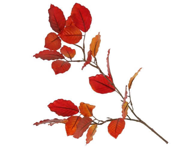 Buchenzweig künstlich herbstlich 70cm mit 24 rötlichen Blättern und 2 Verzweigungen
