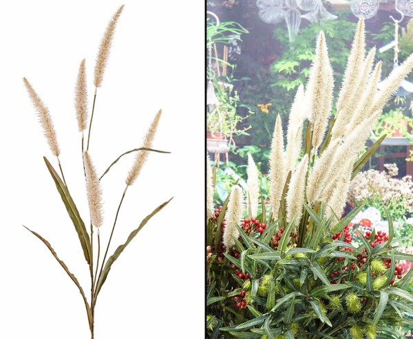 Künstliches Lampenputzergras 130cm mit 5 Blüten und 4 Blätter
