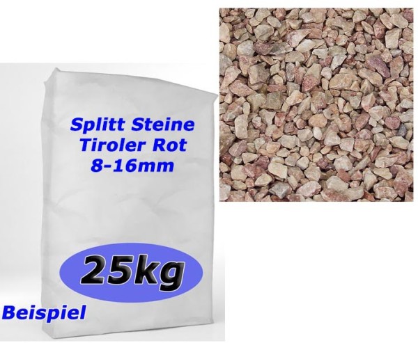 Zierkies Marmorsplitt Durch. 8 bis 16mm als Sackware mit 25kg in Tiroler Rot
