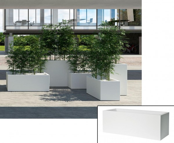 Pflanztrog weiß als Kube mit 80x30x30cm aus Kunststoff zur Bepflanzung