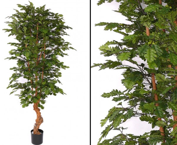 Künstlicher Eichenbaum mit Echtholzstamm und 2688 Blättern Höhe 210cm