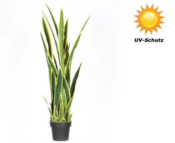 Sansevieria Kunstpflanze mit 130cm und weichen grün gelb farbigen PE Blättern UV sicher