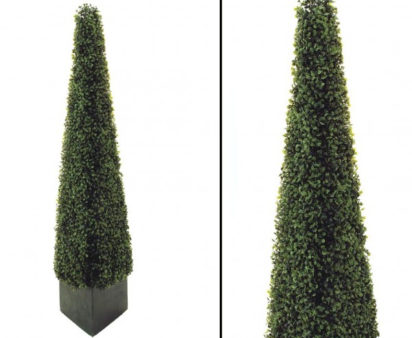Künstliche Buchsbaum Pyramide 136cm hoch mit Topf