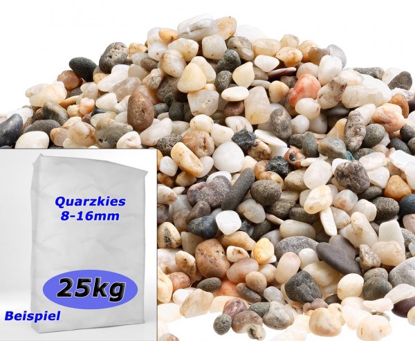 Zierkies Quarz bunt mit Durch. 8 bis 16mm, Sack mit ca. 25kg