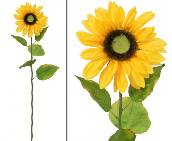 Künstliche Sonnenblume mit Blütenkopf Durch. 16cm, Länge 70cm