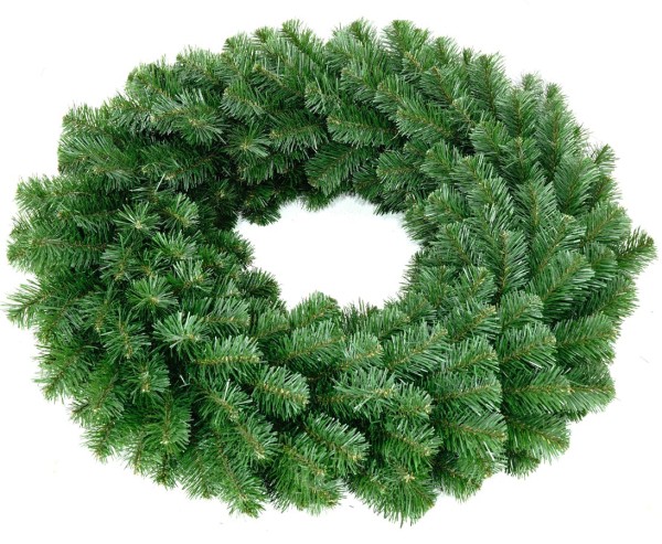 Weihnachtskranz 80cm aus grünen PVC-Tannenzweigen in B1