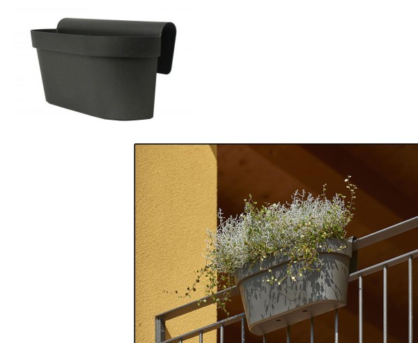 Balkon und Geländertopf 50cm in anthrazit für Außen und Innen