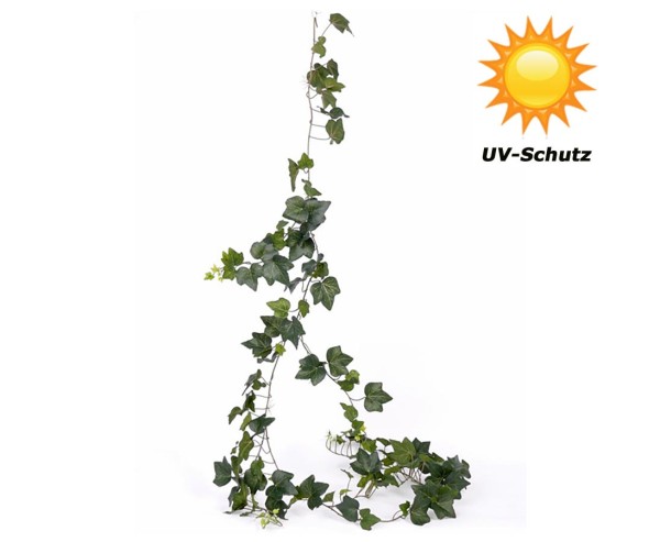 Efeugirlande 205cm mit 145 künstlichen grünfarbigen Blättern UV-Beständig