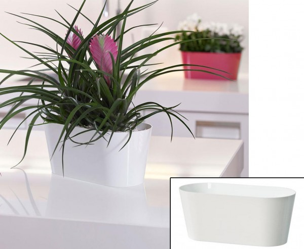 Schale für Kunstpflanzen weiß mit H:12x B: 28,5cmx T:13cm aus PP