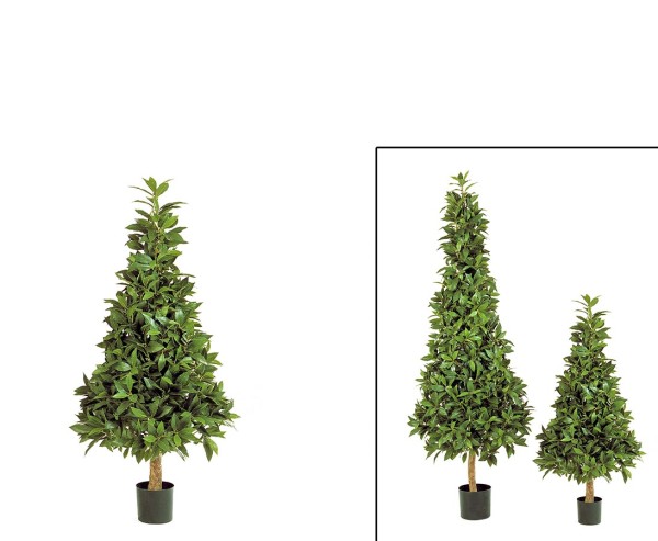 Lorbeerkegel Kunstbaum mit Zementtopf 110cm mit 1250 Blätter