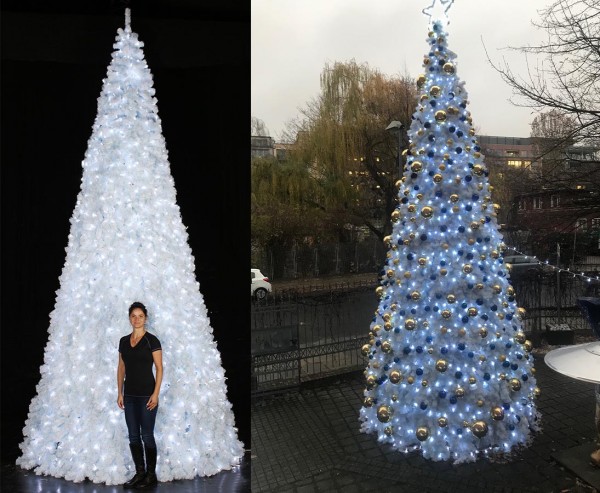 Weißer künstlicher Christbaum 650cm mit 2000 LEDs als Ringsystem mit B1 PVC Nadeln