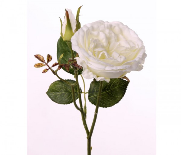 Künstliche Rose mit weiß farbiger Blüte, Länge 38cm