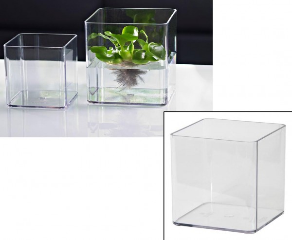 Blumenvase transparent mit 11x11x11cm aus Kunststoff