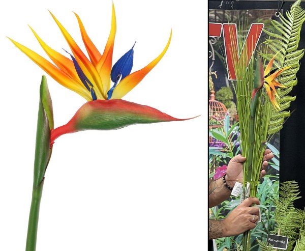 Strelitzie Papageien Kunstblume 90cm mit Blumenkopf 17x17cm