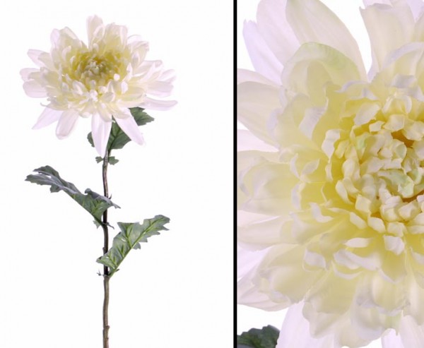 Künstliche Chrysantheme weiß, Seidenblume mit 75cm
