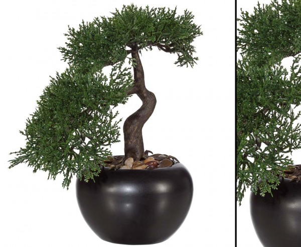 Bonsai Zeder Kunstpflanze im Keramiktopf mit 25cm