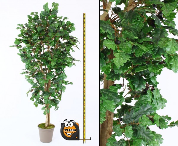 Kunstbaum Eiche 175cm mit 770 Textilfaser Blätter und Naturstämme