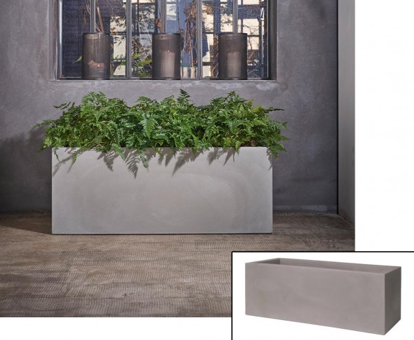 Pflanztrog im Zement-Style mit 80x30x30cm aus Kunststoff für Pflanzarrangements