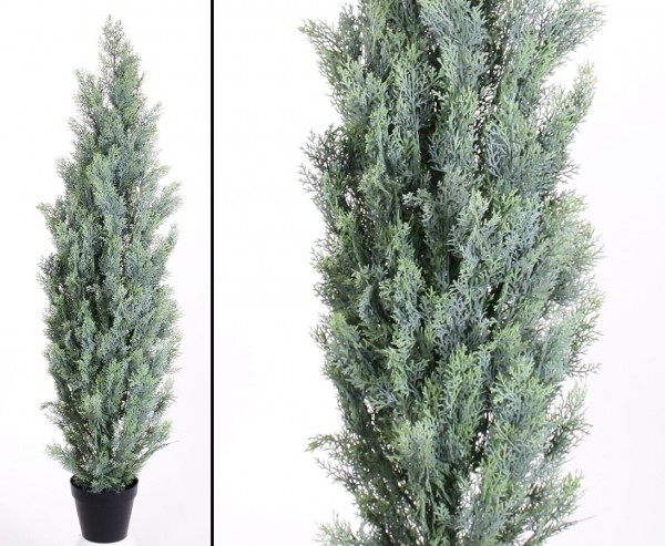 Zypressen Kunstbaum mit Zementfuß 150cm und 125 helle Nadelbündel