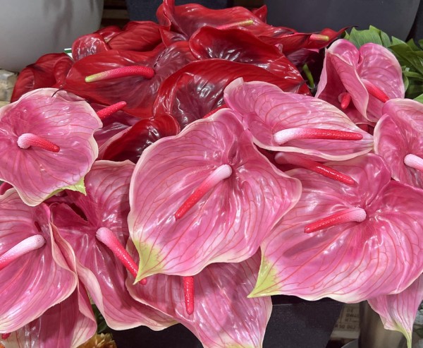 Anthurium Flamingo Kunstblume 70cm Blüte Länge 17cm rosa farbig