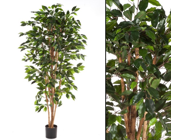 Kunstbaum 210cm Ficus Benjamini mit 1300 Blätter aus Textilfaser Material