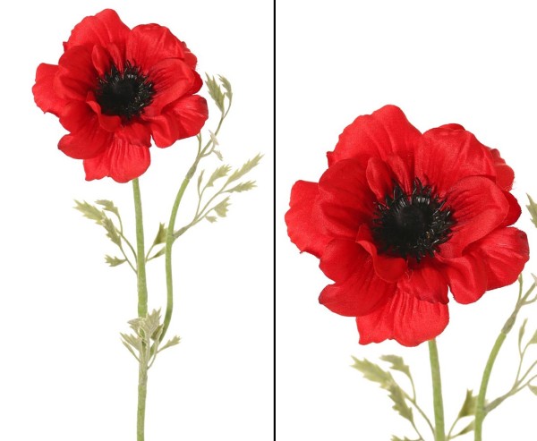 Anemone künstliches Windröschen 54cm mit rot farbiger Blüte 10cm
