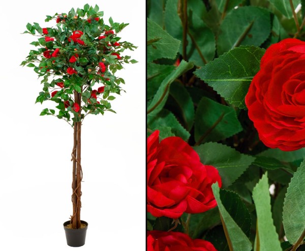 Kamelien Kunstbaum mit roten 111 roten Blüten 180cm