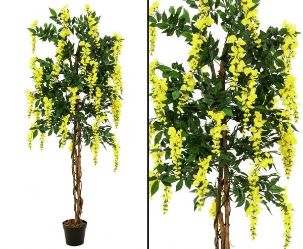 Goldregenbaum künstlich mit gelben Blüten 180cm im Zementtopf